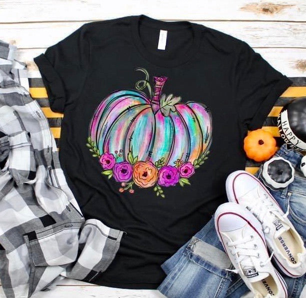 Colorful Pumpkin Adult Unisex Shirt - Bella Lia Boutique