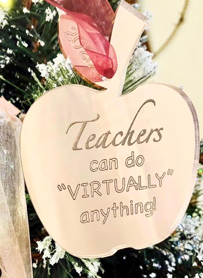 Teachers Can Do Anything Rose Gold Mirrored Engraved Ornament - Bella Lia Boutique