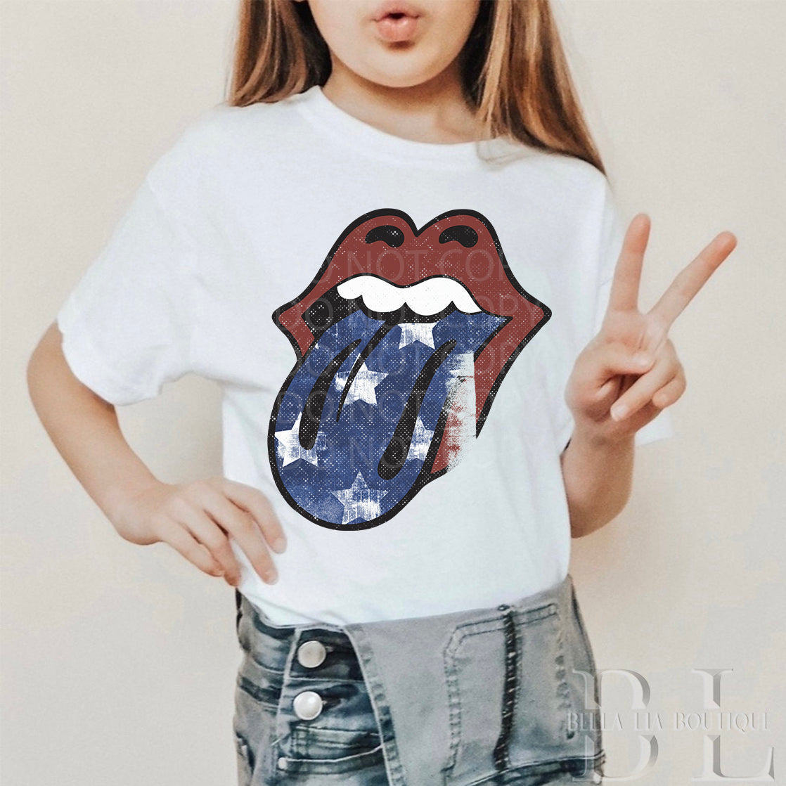 American Flag Tongue Toddler and Youth Tee - Bella Lia Boutique