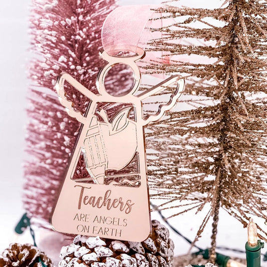 Rose Gold Mirrored Teacher Ornament - Bella Lia Boutique