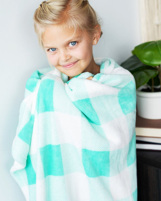 Mint Check Travel Blanket - Bella Lia Boutique
