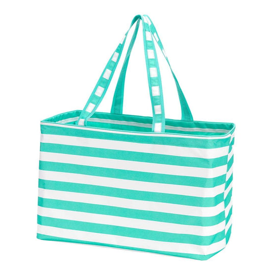Personalized Mint Stripe Ultimate Tote - Bella Lia Boutique