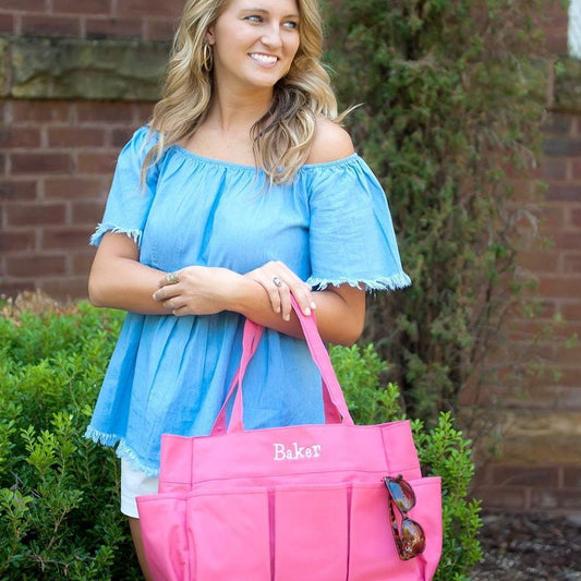 Monogrammed Hot Pink Carry All Bag - Bella Lia Boutique
