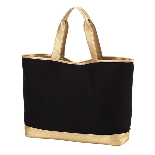 Monogrammed Black Cabana Tote - Bella Lia Boutique
