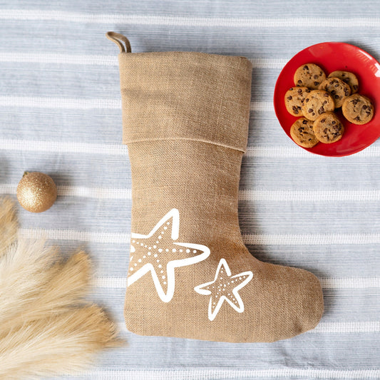 Starfish Burlap Stocking - Bella Lia Boutique