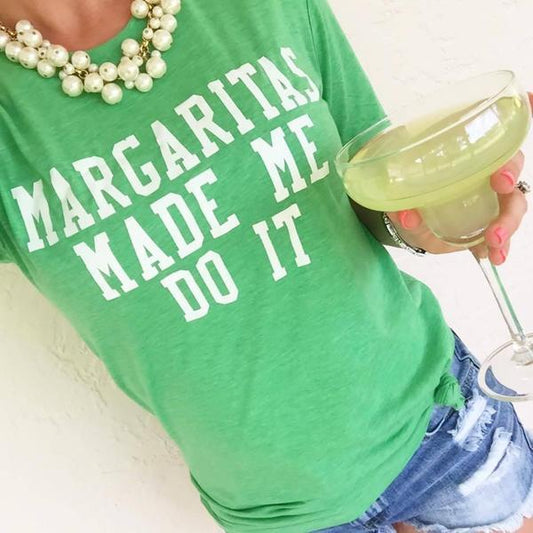 Margaritas Made Me Do It Signature Graphic Tee - Green - Bella Lia Boutique