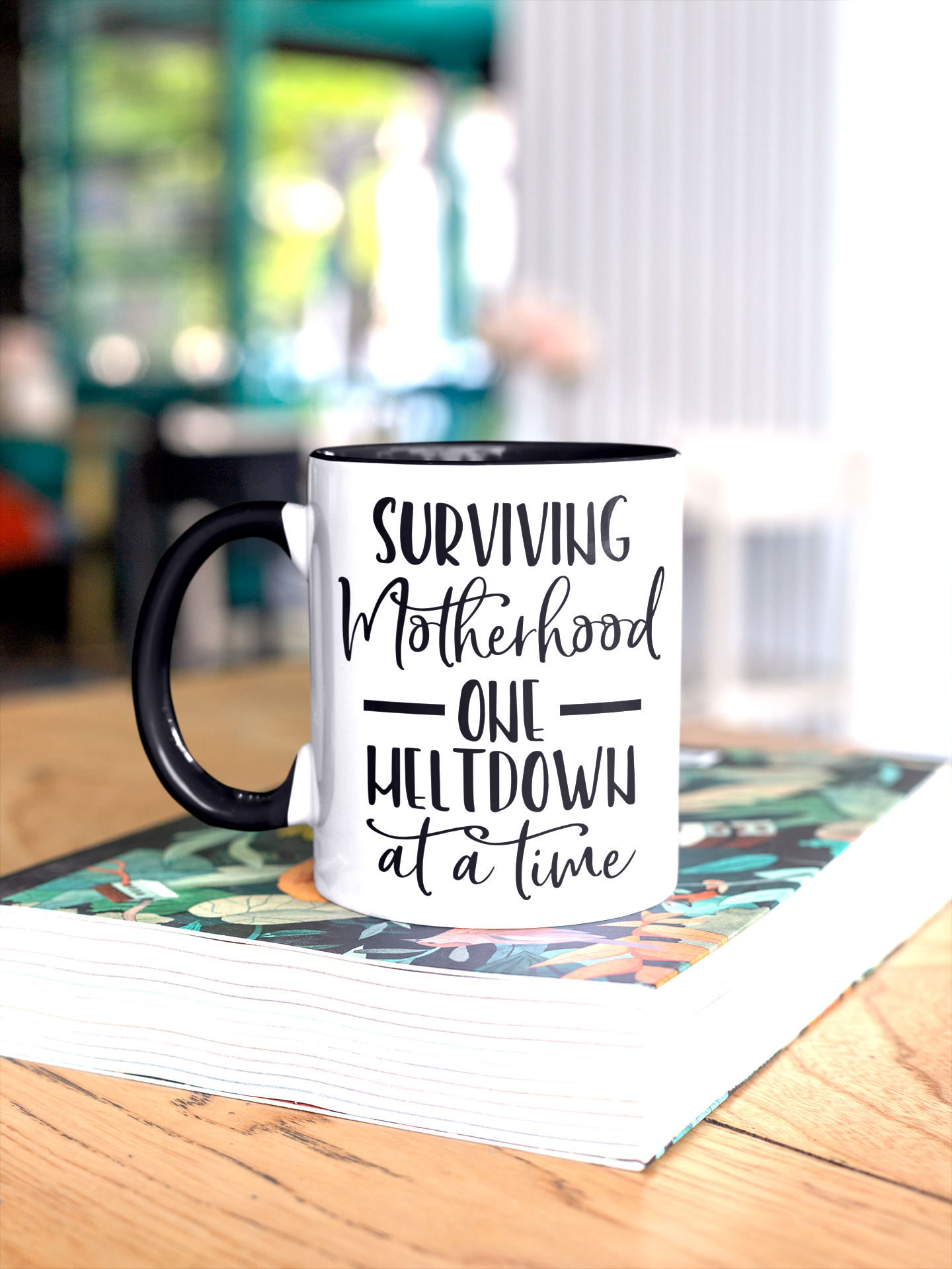 Surviving Motherhood One Meltdown at a Time Mug with Color Inside - Bella Lia Boutique