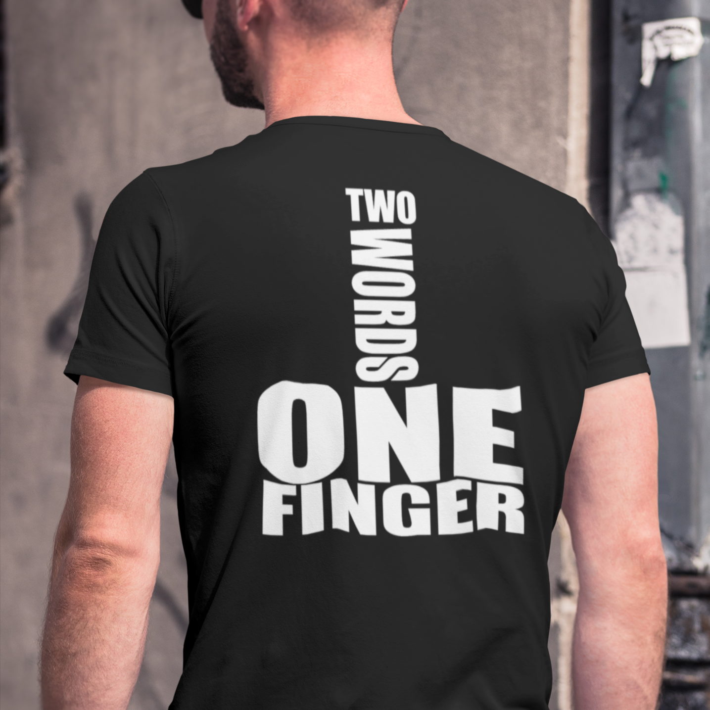 Two Words One Finger Men's Graphic Tee - Bella Lia Boutique