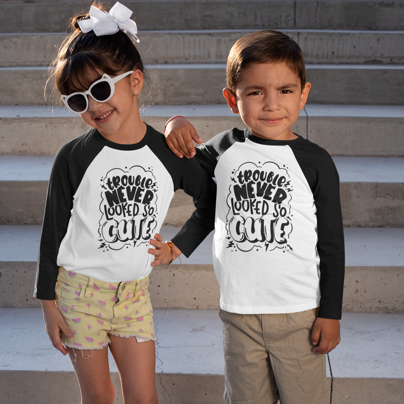 Trouble Never Looked So Cute Toddler and Youth Raglan - Bella Lia Boutique