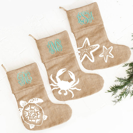 Starfish Burlap Stocking - Bella Lia Boutique