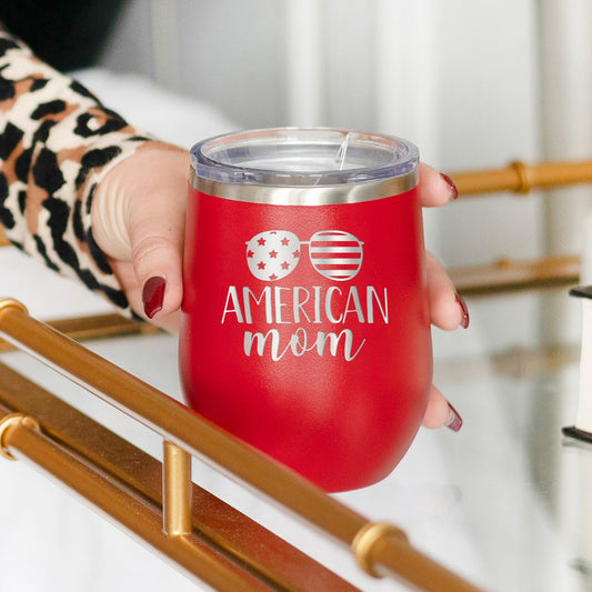 American Mom Red 12oz Insulated Tumbler - Bella Lia Boutique