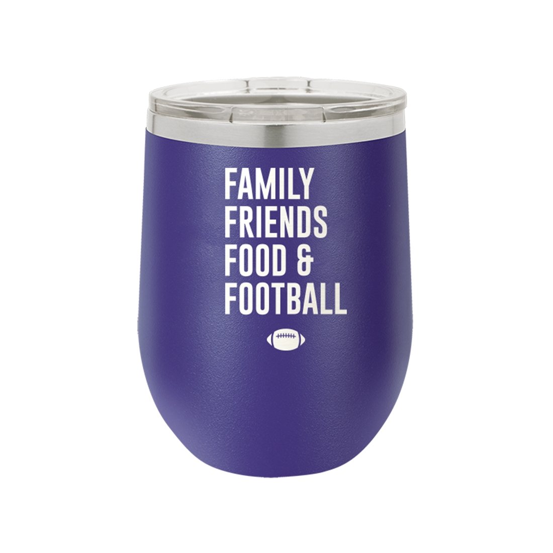 Family, Friends, Food, & Football Purple 12oz Insulated Tumbler - Bella Lia Boutique