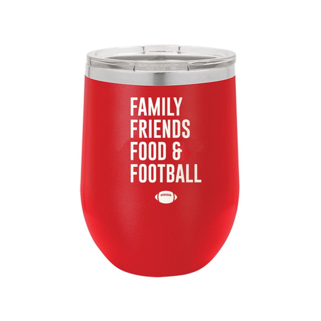 Family, Friends, Food, & Football Red 12oz Insulated Tumbler - Bella Lia Boutique