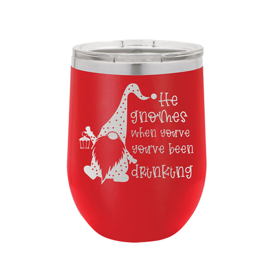He Gnomes Red 12oz. Insulated Tumbler - Bella Lia Boutique