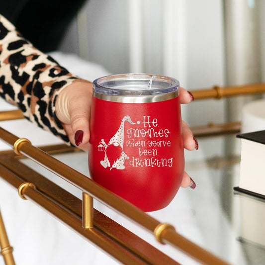 He Gnomes Red 12oz. Insulated Tumbler - Bella Lia Boutique