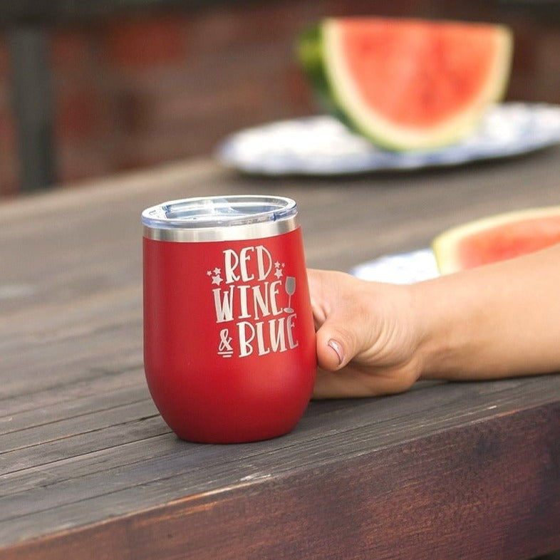 Red, Wine, and Blue Red 12oz Insulated Tumbler - Bella Lia Boutique