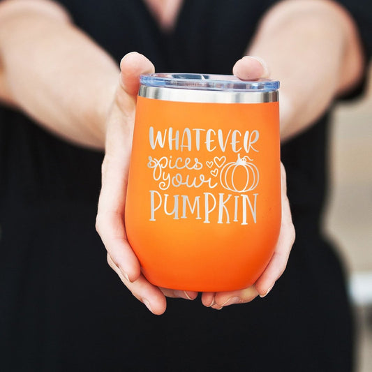 Whatever Spices Your Pumpkin Orange 12oz. Insulated Tumbler - Bella Lia Boutique
