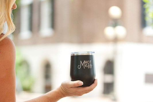 Hot Mess Black 12oz Insulated Tumbler - Bella Lia Boutique