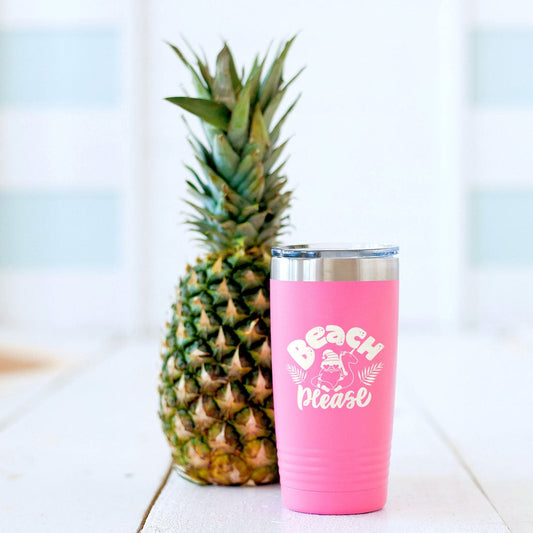 Gnome Beach Please Pink 20oz Insulated Tumbler - Bella Lia Boutique
