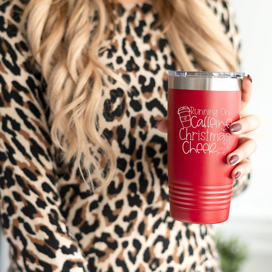 Caffeine & Christmas Red 20oz Insulated Tumbler - Bella Lia Boutique