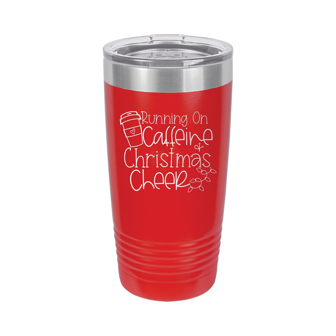 Caffeine & Christmas Red 20oz Insulated Tumbler - Bella Lia Boutique
