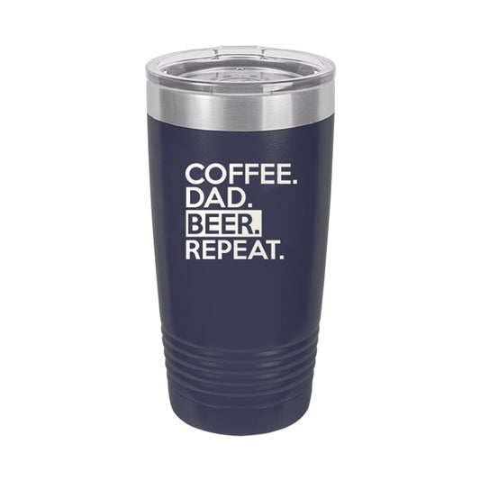Coffee. Dad. Beer. Repeat. Navy 20oz Insulated Tumbler - Bella Lia Boutique
