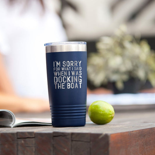 Docking the Boat Navy 20oz Insulated Tumbler - Bella Lia Boutique
