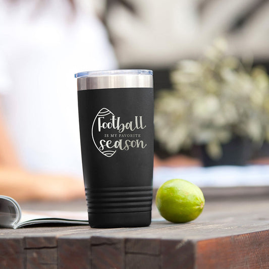 Football is My Favorite Season Black 20oz Insulated Tumbler - Bella Lia Boutique