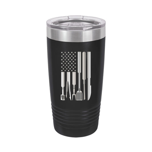 Grill Flag Black 20oz Insulated Tumbler - Bella Lia Boutique
