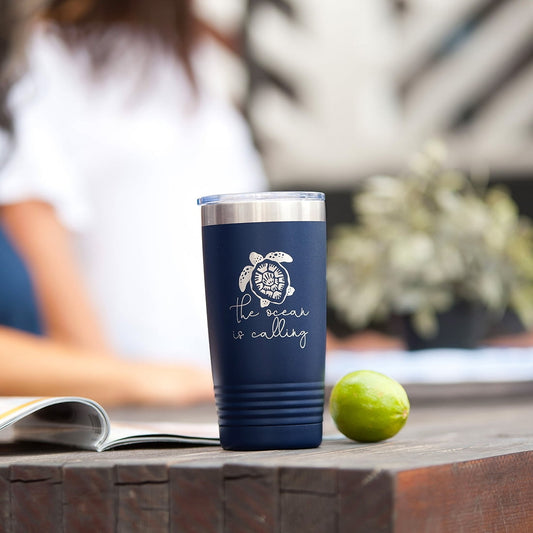 The Ocean is Calling Navy 20oz Insulated Tumbler - Bella Lia Boutique