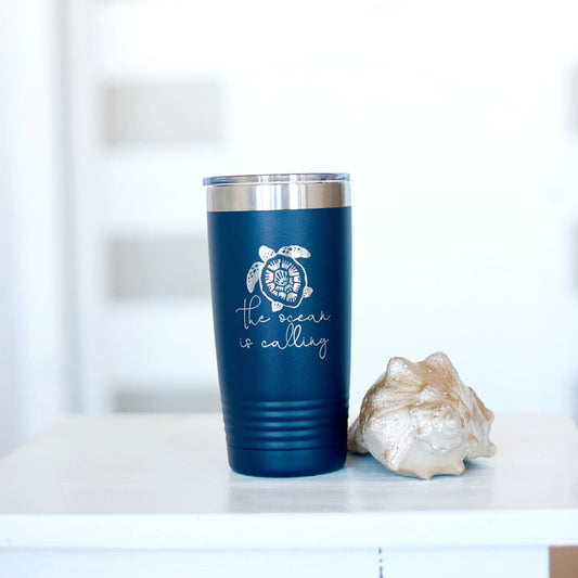 The Ocean is Calling Navy 20oz Insulated Tumbler - Bella Lia Boutique