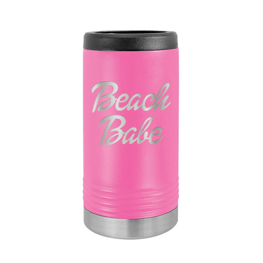 Beach Babe Pink Slim Can Beverage Holder - Bella Lia Boutique