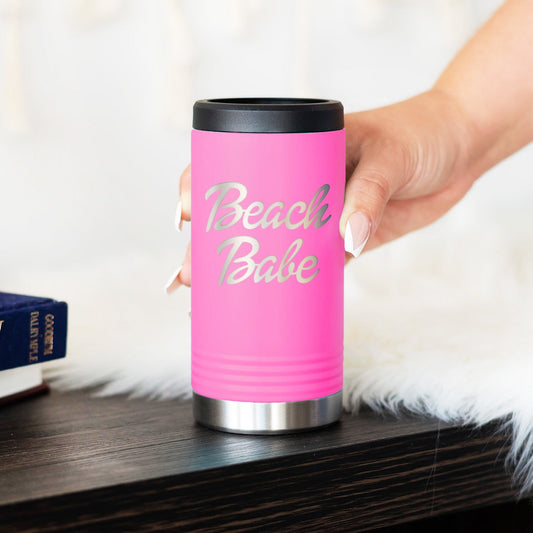 Beach Babe Pink Slim Can Beverage Holder - Bella Lia Boutique