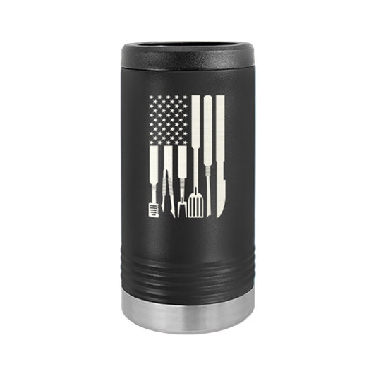 Grill Flag Black Slim Can Beverage Holder - Bella Lia Boutique
